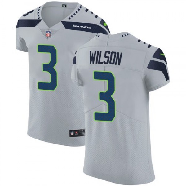 Nike Seahawks #3 Russell Wilson Grey Alternate Men's Stitched NFL Vapor Untouchable Elite Jersey