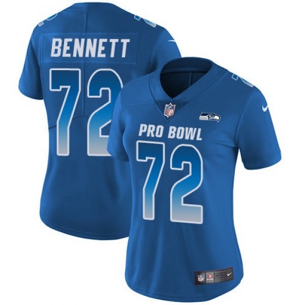 Women's Seahawks #72 Michael Bennett Royal Stitched NFL Limited NFC 2018 Pro Bowl Jersey