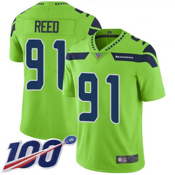 Nike Seahawks #91 Jarran Reed Green Men's Stitched NFL Limited Rush 100th Season Jersey