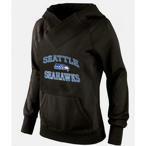 Women's Seattle Seahawks Heart Soul Pullover Hoodie Black Jersey