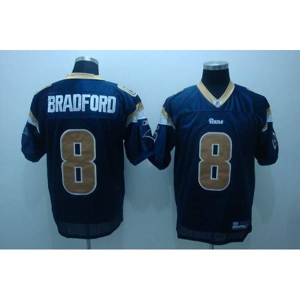 Rams #8 Draft Player Sam Bradford Stitched Blue NFL Jersey