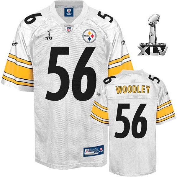 Steelers #56 LaMarr Woodley White Super Bowl XLV Stitched NFL Jersey