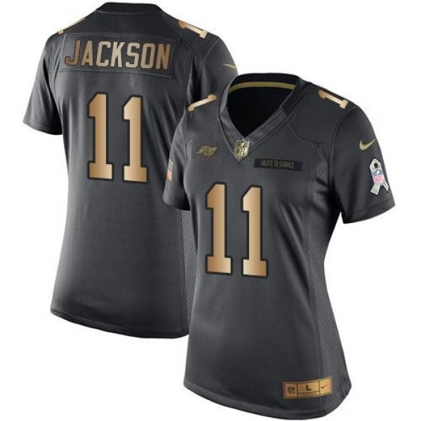 Women's Buccaneers #11 DeSean Jackson Black Stitched NFL Limited Gold Salute to Service Jersey