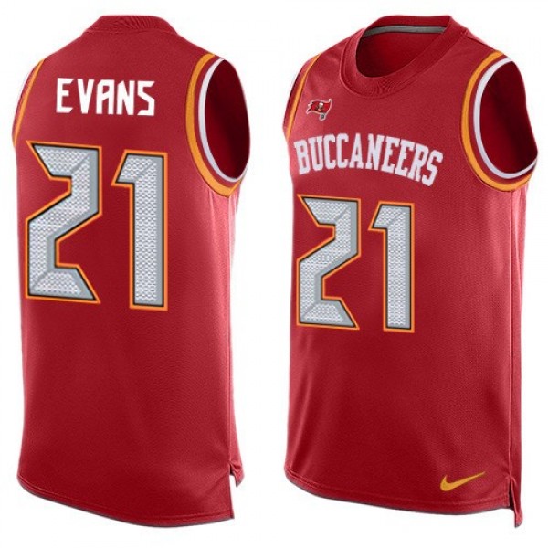 Nike Buccaneers #21 Justin Evans Red Team Color Men's Stitched NFL Limited Tank Top Jersey