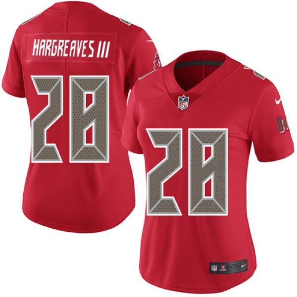 Women's Buccaneers #28 Vernon Hargreaves III Red Stitched NFL Limited Rush Jersey
