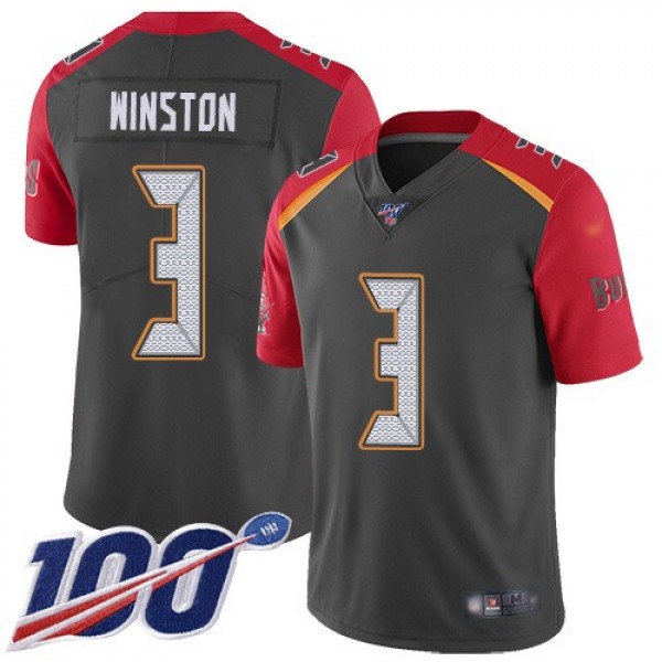 Nike Buccaneers #3 Jameis Winston Gray Men's Stitched NFL Limited Inverted Legend 100th Season Jersey