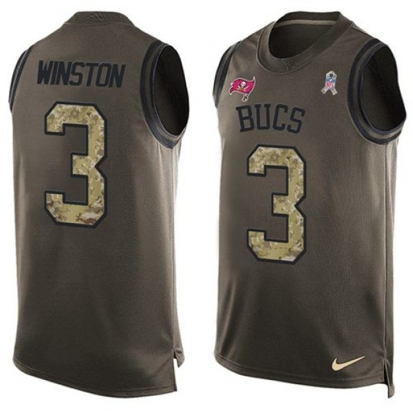 Nike Buccaneers #3 Jameis Winston Green Men's Stitched NFL Limited Salute To Service Tank Top Jersey