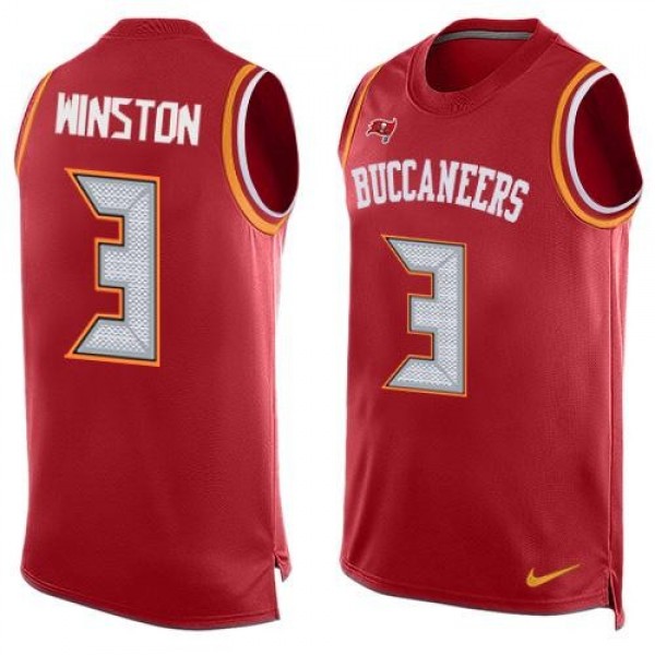Nike Buccaneers #3 Jameis Winston Red Team Color Men's Stitched NFL Limited Tank Top Jersey