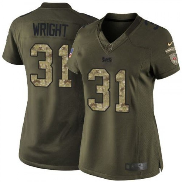 Women's Buccaneers #31 Major Wright Green Stitched NFL Limited Salute to Service Jersey