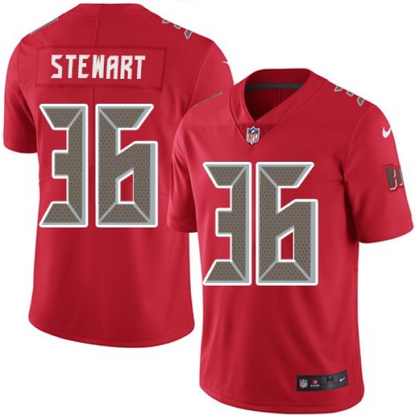 Nike Buccaneers #36 M.J. Stewart Red Men's Stitched NFL Limited Rush Jersey