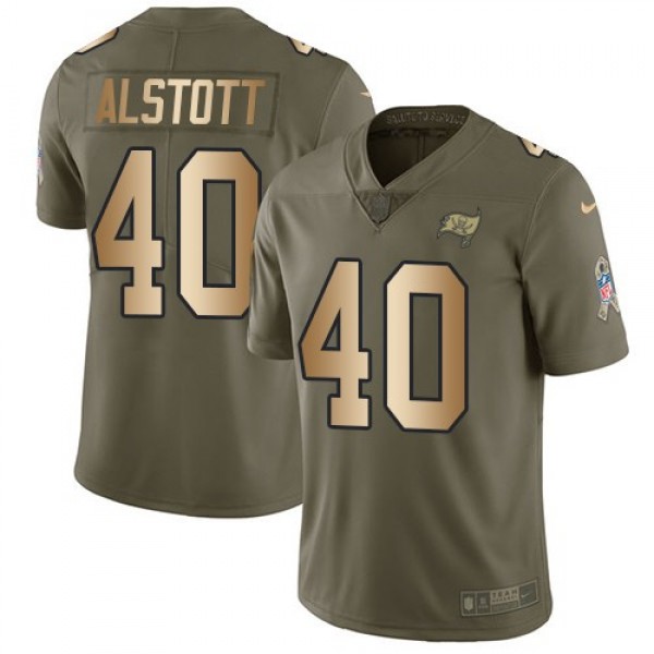 Nike Buccaneers #40 Mike Alstott Olive/Gold Men's Stitched NFL Limited 2017 Salute To Service Jersey