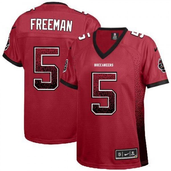 Women's Buccaneers #5 Josh Freeman Red Team Color Stitched NFL Elite Drift Jersey