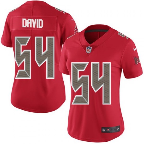 Women's Buccaneers #54 Lavonte David Red Stitched NFL Limited Rush Jersey