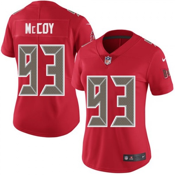 Women's Buccaneers #93 Gerald McCoy Red Stitched NFL Limited Rush Jersey