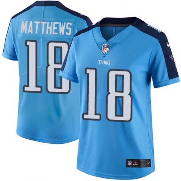 Women's Titans #18 Rishard Matthews Light Blue Stitched NFL Limited Rush Jersey