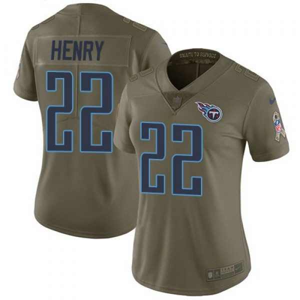 Women's Titans #22 Derrick Henry Olive Stitched NFL Limited 2017 Salute to Service Jersey