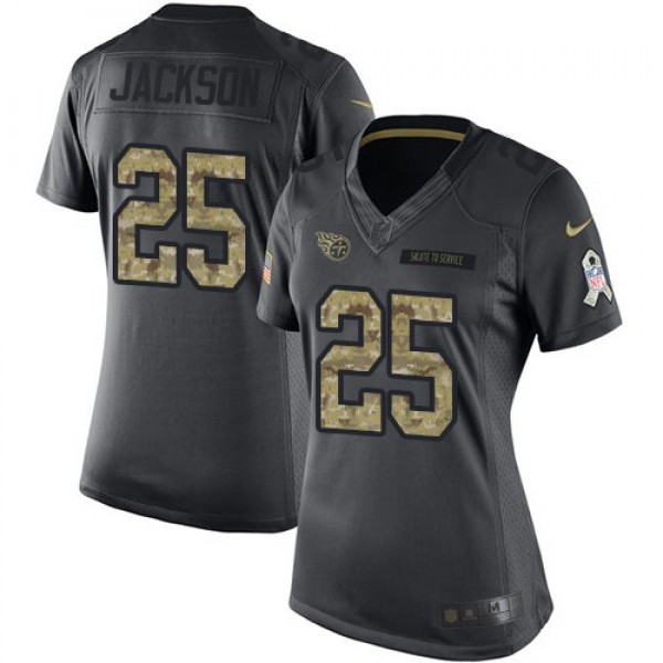 Women's Titans #25 Adoree' Jackson Black Stitched NFL Limited 2016 Salute to Service Jersey