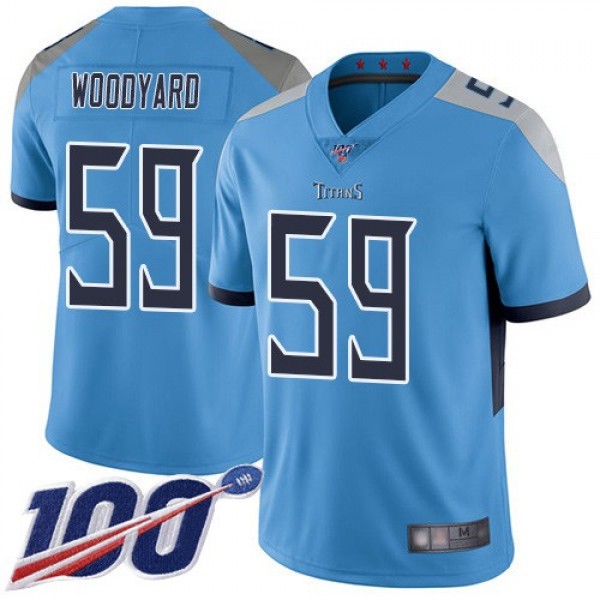 Nike Titans #59 Wesley Woodyard Light Blue Alternate Men's Stitched NFL 100th Season Vapor Limited Jersey