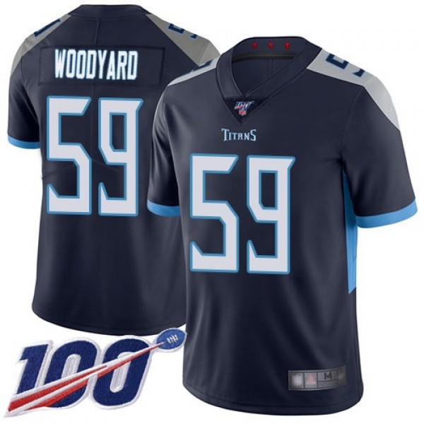 Nike Titans #59 Wesley Woodyard Navy Blue Team Color Men's Stitched NFL 100th Season Vapor Limited Jersey