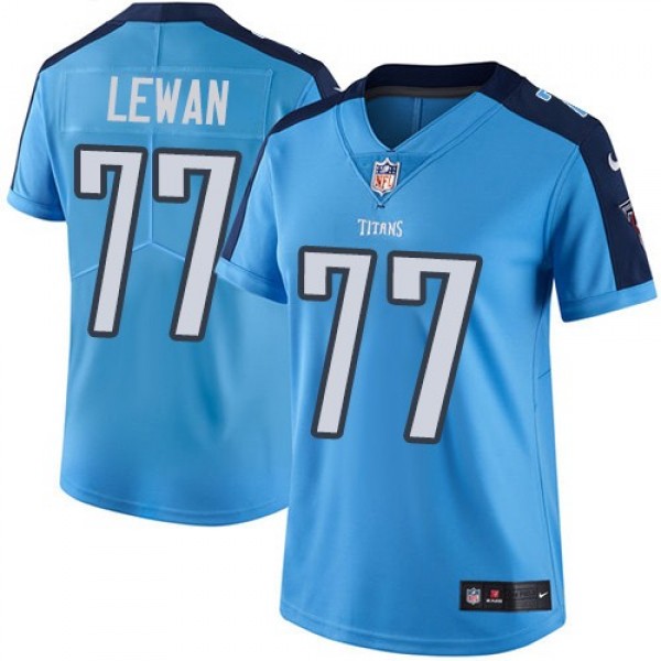 Women's Titans #77 Taylor Lewan Light Blue Team Color Stitched NFL Vapor Untouchable Limited Jersey