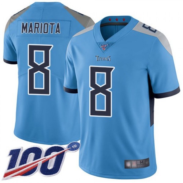 Nike Titans #8 Marcus Mariota Light Blue Alternate Men's Stitched NFL 100th Season Vapor Limited Jersey