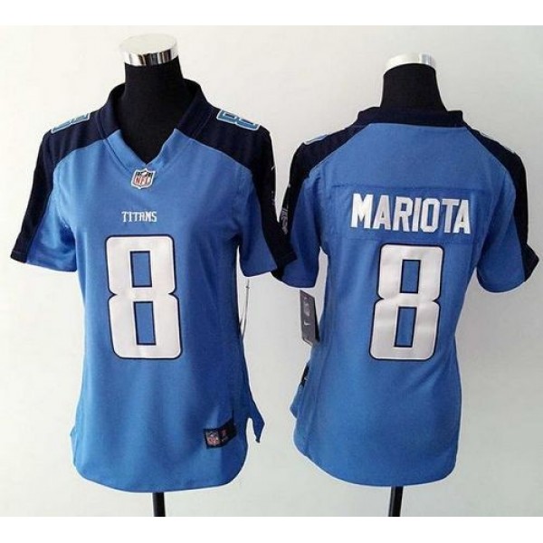 Women's Titans #8 Marcus Mariota Light Blue Team Color Stitched NFL Elite Jersey
