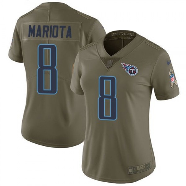 Women's Titans #8 Marcus Mariota Olive Stitched NFL Limited 2017 Salute to Service Jersey