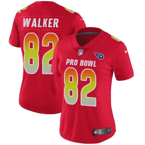 Women's Titans #82 Delanie Walker Red Stitched NFL Limited AFC 2018 Pro Bowl Jersey