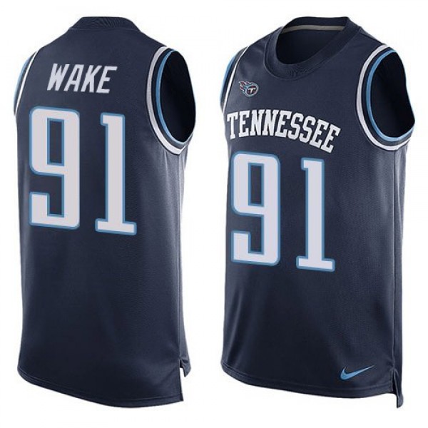 Nike Titans #91 Cameron Wake Navy Blue Team Color Men's Stitched NFL Limited Tank Top Jersey