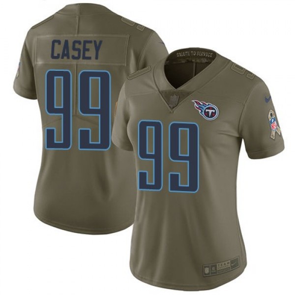 Women's Titans #99 Jurrell Casey Olive Stitched NFL Limited 2017 Salute to Service Jersey
