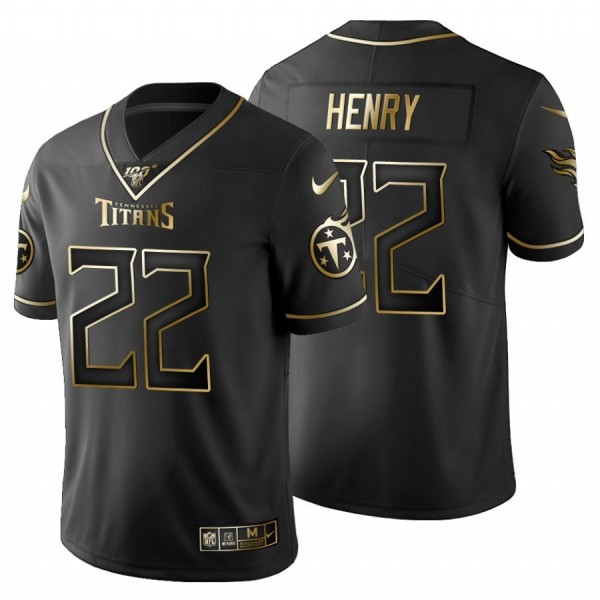 Tennessee Titans #22 Derrick Henry Men's Nike Black Golden Limited NFL 100 Jersey