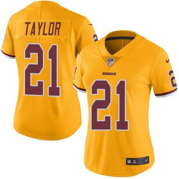 Women's Redskins #21 Sean Taylor Gold Stitched NFL Limited Rush Jersey