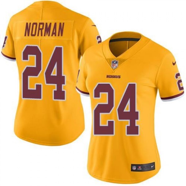 Women's Redskins #24 Josh Norman Gold Stitched NFL Limited Rush Jersey