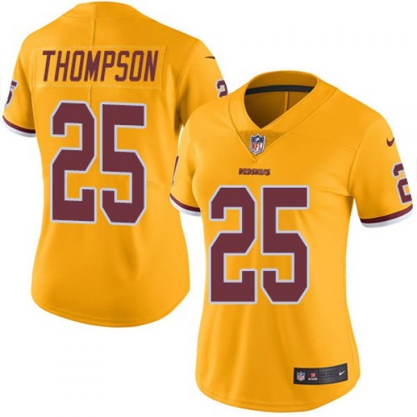 Women's Redskins #25 Chris Thompson Gold Stitched NFL Limited Rush Jersey