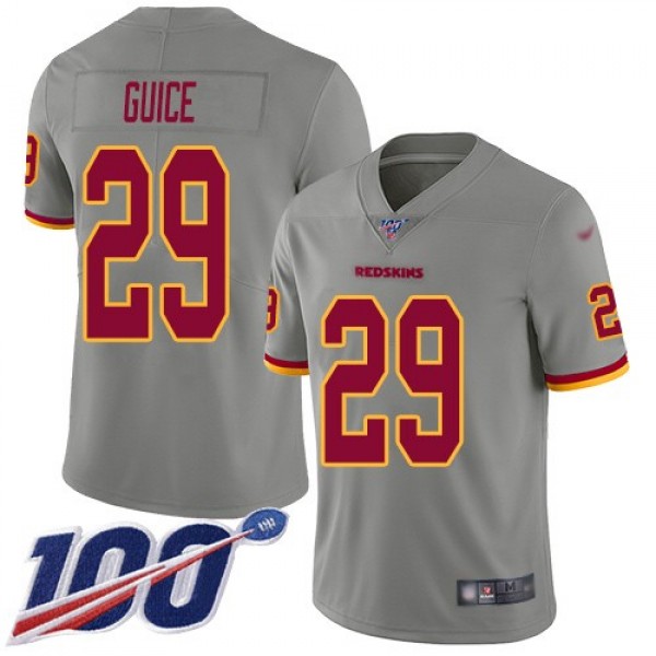 Nike Redskins #29 Derrius Guice Gray Men's Stitched NFL Limited Inverted Legend 100th Season Jersey