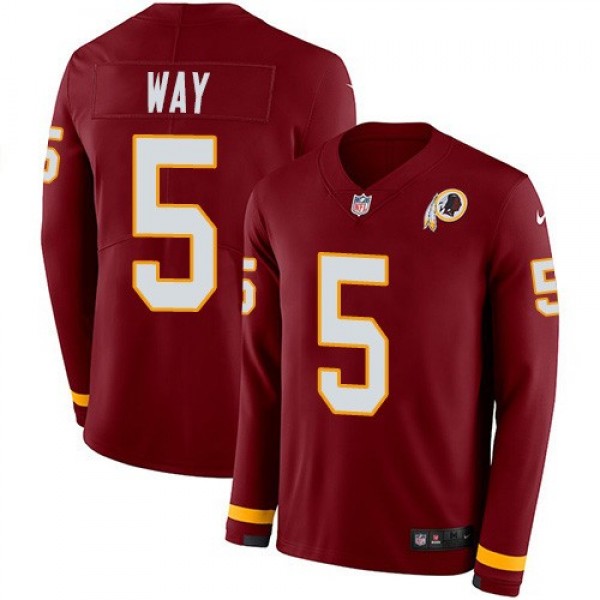 Nike Redskins #5 Tress Way Burgundy Team Color Men's Stitched NFL Limited Therma Long Sleeve Jersey