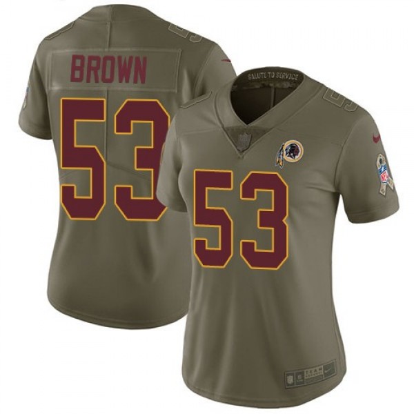 Women's Redskins #53 Zach Brown Olive Stitched NFL Limited 2017 Salute to Service Jersey