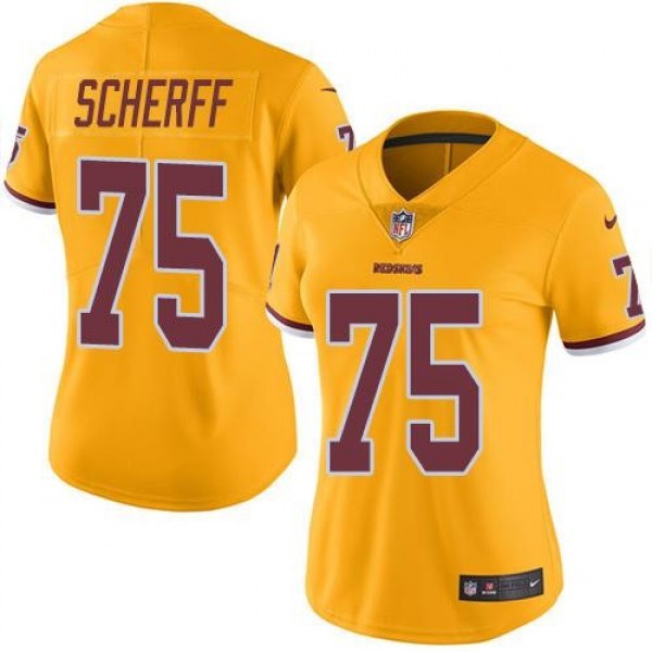 Women's Redskins #75 Brandon Scherff Gold Stitched NFL Limited Rush Jersey