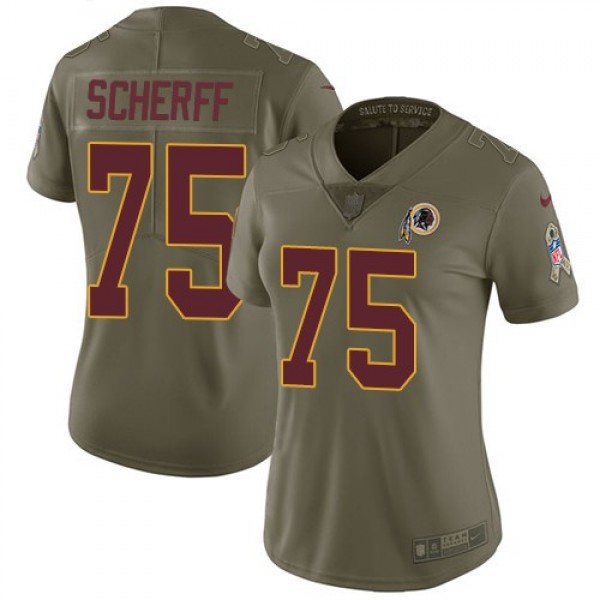 Women's Redskins #75 Brandon Scherff Olive Stitched NFL Limited 2017 Salute to Service Jersey