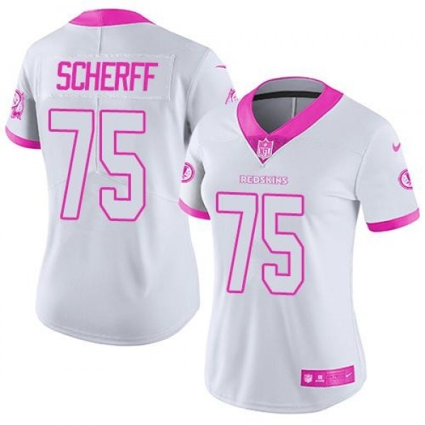 Women's Redskins #75 Brandon Scherff White Pink Stitched NFL Limited Rush Jersey