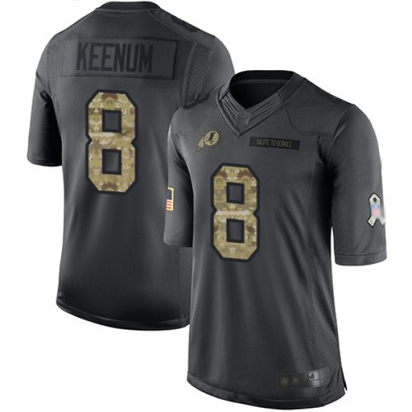 Nike Redskins #8 Case Keenum Black Men's Stitched NFL Limited 2016 Salute to Service Jersey