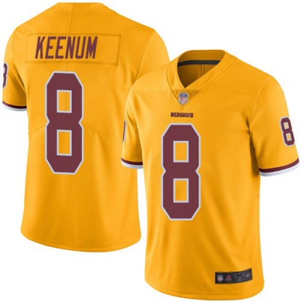 Nike Redskins #8 Case Keenum Gold Men's Stitched NFL Limited Rush Jersey