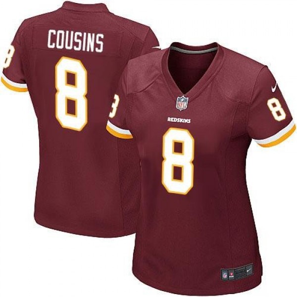 Women's Redskins #8 Kirk Cousins Burgundy Red Team Color Stitched NFL Elite Jersey