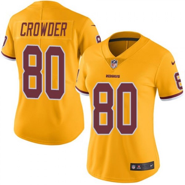 Women's Redskins #80 Jamison Crowder Gold Stitched NFL Limited Rush Jersey