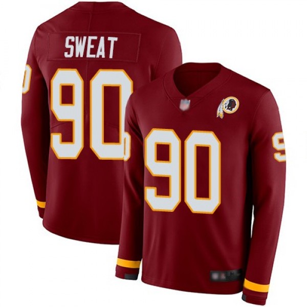 Nike Redskins #90 Montez Sweat Burgundy Red Team Color Men's Stitched NFL Limited Therma Long Sleeve Jersey